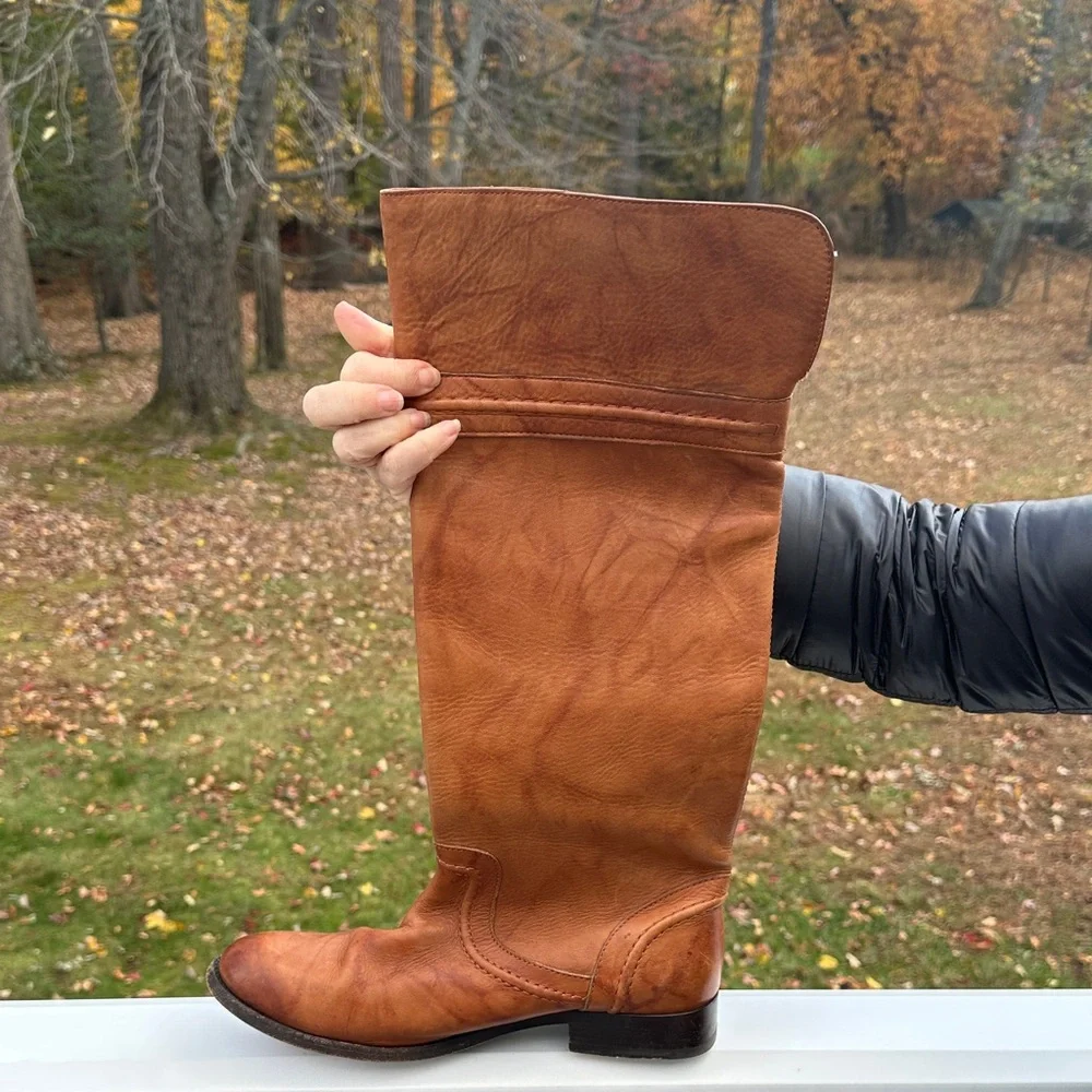 Vintage Frye Melissa Riding Boots Brown Leather Knee-High 76422 - Picture 2 of 16